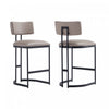 Juno Contemporary Modern Vegan Leather Metal Counter Stool in Taupe | Tabouret de comptoir contemporain moderne Juno en cuir vegetalien et metal, coloris taupe