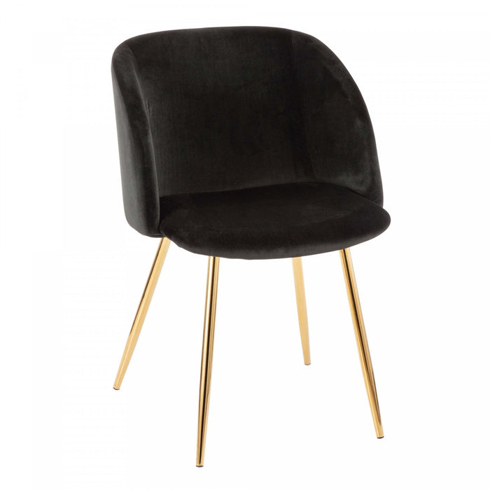LumiSource Fran Black Velvet Contemporary Dining Chair - Set of 2