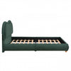 Olivia Upholstered Platform Bed Frame with Curved Headboard,Queen Size,Green Queen Bed | Olivia Cadre de lit plateforme rembourre avec tete de lit incurvee, taille Queen, vert