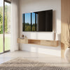 Nordika Slim 72" Wall-Mounted TV Stand with 2 Storage Cabinets - Natural Blonde Oak | Meuble pour téléviseur mural mince Nordika de 72 po avec 2 armoires de rangement - chêne blond naturel