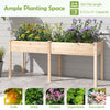 Costway Outdoor Raised Garden Bed With Legs 73x23x30in Wood Planter Box With Divider Panel Beige