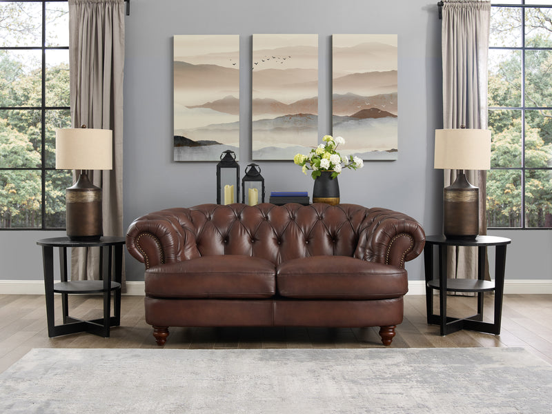 Hydeline Brixton Leather Loveseat - Brown
