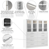 Bestar Florence 71" Modular Walk-In Closet System with LED Lights and Storage - White|Système de pièce-penderie modulaire Florence de Bestar de 71 po avec éclairage à DEL et rangement - blanc