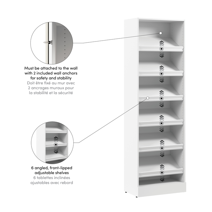 Bestar Florence 25\" Modular Shoe Shelf Closet System - White