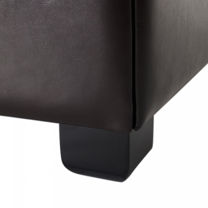 Liam 34.25\" Large Square Faux Leather Ottoman Coffee Table with Storage,Chocolate
