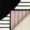 Florence Black White Stripes and Hollow Circle Modern Design, 4'7" x 6'7" Indoor Area Rug | Florence rayures noires et blanches et cercles creux, design moderne, 4'7" x 6'7"