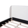 Lucas Low Profile Platform Bed Boucle Upholstered Wingback Headboard,King Size ,White King Bed | Lit plateforme Lucas a profil bas en boucle avec tete de lit a oreilles rembourree, taille king, blanc