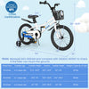 Costway 18" Kid's Bike With Removable Training Wheels & Basket For 4-8 Years Old White