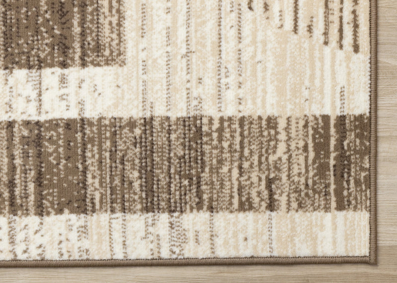 Forte Brown Beige Cream Abstract Geometric Design Area Rug - 7'9\" x 10'6\"