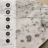 Sophie Grey Beige Black White Paint Splatter Design Rug, 7'10" x 10'6" Indoor Area Rug | Tapis Sophie a motif d'eclaboussures de peinture grises, beiges, noires et blanches, 7'10" x 10'6"