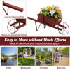 Costway Wooden Wagon Planter Decorative Indoor/outdoor Rustic Flower Cart With Wheel Red