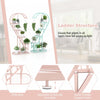 Costway 5 Tier Metal Plant Stand Heart-shaped Shelf With Hanging Hook For Multiple Plants Pink & Blue