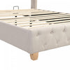 Haley Linen Upholstered Platform Bed with Classic Wingback Headboard and Diamond Tufted Upholstery,Full Size,Beige Full Bed  | Lit plateforme en lin Haley avec tete de lit a ailes classiques et capitonnage en diamant, taille Full, beige