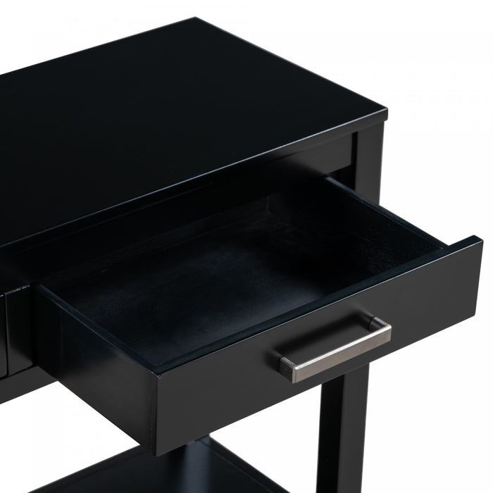 Emma 59.1'' Farmhouse Entryway Table with Drawers and Open Shelf,Black Sofa Table