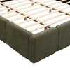 Toby Linen Upholstered Platform Bed with Thickened Headboard and Footboard,King Size,Green King Bed | Lit plateforme Toby en tissu lin avec tete et pied de lit epaissis, taille king, vert