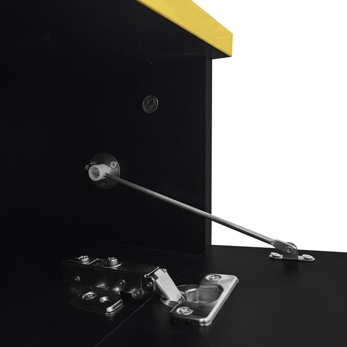 Maxwell High-Gloss 39.4\" Long Coffee Table with Glass and LED Effect,Black