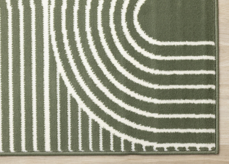 Forte Green White Modern Geometric Arches Area Rug - 7'9\" x 10'6\"