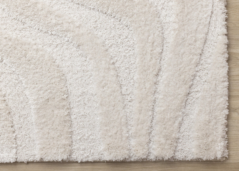 Lincoln Modern Luxurious Plush White Curves Area Rug - 7'10\" x 11'2\"