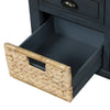 Harvey Solid Wood Storage Bench With Drawers And Rattan Baskets,antique Navy | Banc De Rangement Harvey En Bois Massif Avec Tiroirs Et Paniers En Rotin, Bleu Marine Antique
