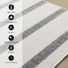 Covington Grey White Striped Rug, 6'7" x 9'10" Indoor Area Rug | Tapis Covington Raye Gris Blanc, 6'7" x 9'10"
