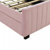 Ethan Space-Saving Velvet Upholstered Platform Bed with Trundle,Twin Size,Pink Twin Bed | Lit plateforme Ethan rembourre en velours, gain de place, avec tiroir gigogne, taille simple, rose