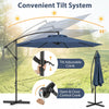 Costway 10 FT Patio Offset Umbrella w/8 Ribs Cross Base Tilt Navy Blue