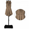 Costway 15Ft Patio Double-Sided Solar LED Market Umbrella Crank Base Tan