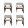 Blake Modern Faux Mohair Wood Armchair in Greige - Set of 4 Dining Chair | Fauteuil Blake moderne en faux mohair avec accoudoirs en bois, coloris grege - Lot de 4