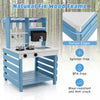 Costway 2-in-1 Wooden Mud Kitchen With Canopy Removable Sink Water Box Faucet Sound Effect