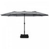 Costway 15FT Double-Sided Twin Patio Umbrella Outdoor Market W/ Crank & Base Grey