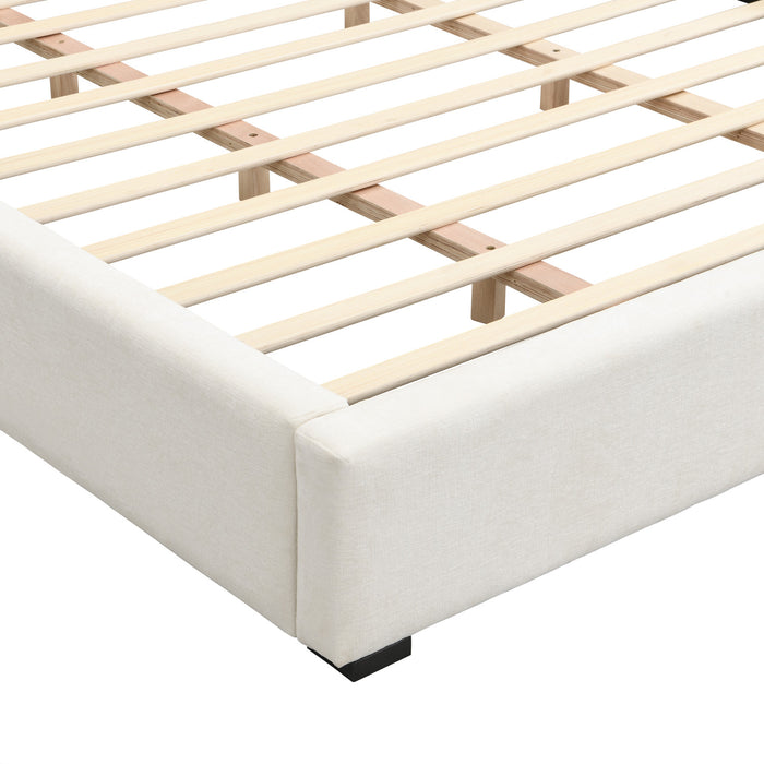 Charlotte Elegant Wide-edge Upholstered Bed,Queen Size, Beige Queen Bed