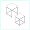 Quartz Two Square Nested Tables Marble Top | Quartz Tables Gigognes Carrees a Deux Plateaux en Marbre