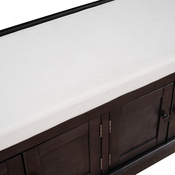 Daniel Solid Wood Storage Bench With 4-door Shoe Cabinet With Adjustable Shelves - Espresso
