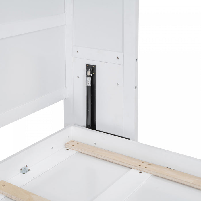 Eileen Space-saving Murphy Wall Bed With Cabinets, Queen Size, White