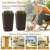 Costway 2pcs Outdoor Wicker Flower Pot 22.5"tall Planters With Drainage Hole Coffee