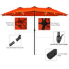 Costway 15Ft Patio Double-Sided LED Market Umbrella Crank Solar Powered Orange