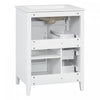 Scott 24" Bathroom Vanity with Ceramic Sink and Rubberwood Legs, White | Scott Meuble-lavabo de 24" avec vasque en ceramique et pieds en bois caoutchouc, Blanc