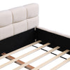 Eleanor Elegant Chenille Upholstered Bed with Checkerboard Design,King Size,Beige King Bed  | Eleanor Lit elegant avec revetement en chenille et design a damier, Taille King, Beige
