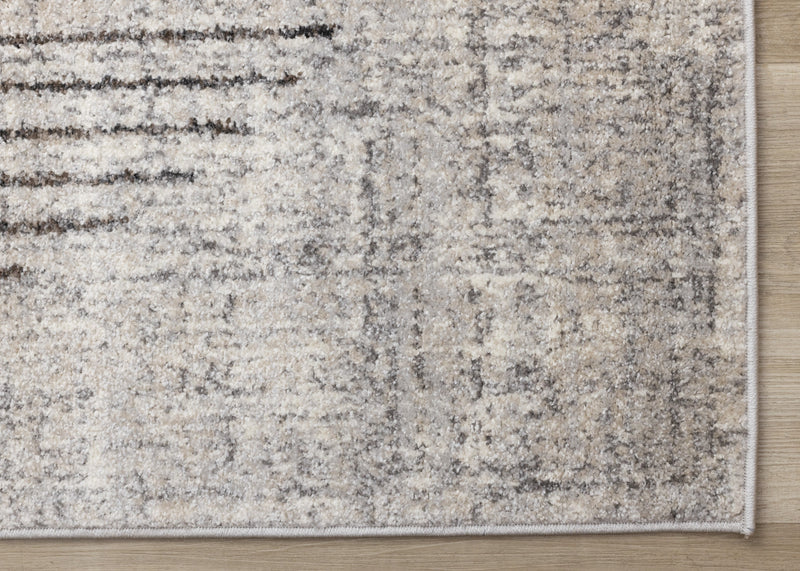 Solace Soft Low-Pile Grey White Merging Circles Area Rug - 3'11\" x 5'7\"