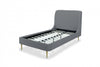 Heather Mid-Century Modern Velvet Upholstered Twin Bed in Gray and Gold | Lit une place Heather style milieu du siecle moderne en velours gris et or