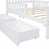 Emma Wood Platform Bed with Guardrails and Storage Drawers,Twin Size - White | Emma – Lit Plateforme en Bois avec Barrieres de Protection et Tiroirs de Rangement, Format Simple - Blanc
