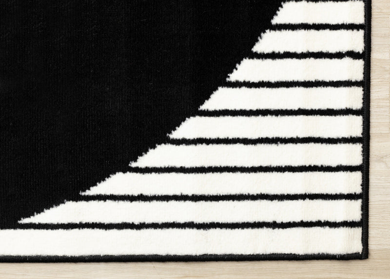 Forte Black White Stripes Contrasting Modern Area Rug - 7'9\" x 10'6\"