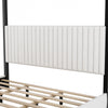 Sophia Upholstery Canopy Platform Bed with Foam Headboard and Velvet,King Size,Black King Bed | Lit plateforme Sophia a baldaquin avec tete de lit en mousse et velours, taille king, noir