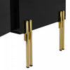 Croma 67 Inch Modern High-Gloss TV Stand with Cable Management and Gold Trim, Black | Croma Meuble TV Moderne Haute Brillance 67 po avec Gestion des Cables et Garniture Doree, Noir