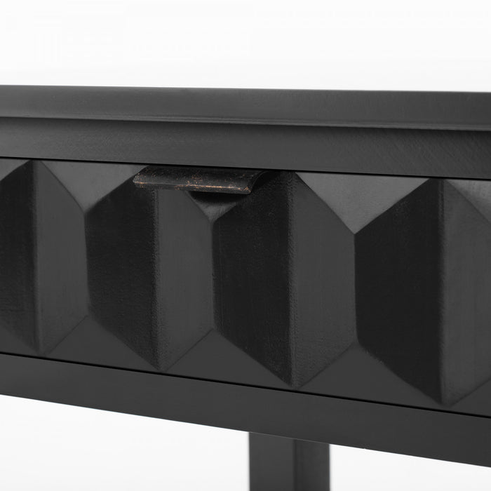 Oliver 60'' Fir Veneer Entryway Table with Honeycomb Design and Drawers, Black Sofa Table