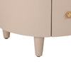 Olivia Modern Curved Design Round Nightstand with Storage Drawer,Haiki  | La table de nuit moderne Olivia au design incurve avec tiroir de rangement, couleur Haiki
