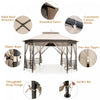 Costway 10'x12' Patio Gazebo Canopy Shelter Double Top Netting Sidewalls Beige