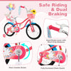 Costway 16" Kids Bike With Basket Doll Seat & Colorful Streamers 2 Training Wheels Pink