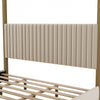 Sophia Upholstery Canopy Platform Bed with Foam Headboard and Velvet,King Size,Beige King Bed | Lit plateforme Sophia a baldaquin avec tete de lit en mousse et velours, taille king, beige
