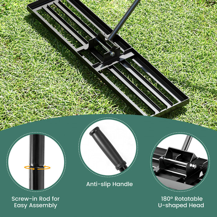 Costway Lawn Leveling Rake 42\" X 10\" Heavy Duty Level Lawn Tool For Garden Backyard/lawn Black
